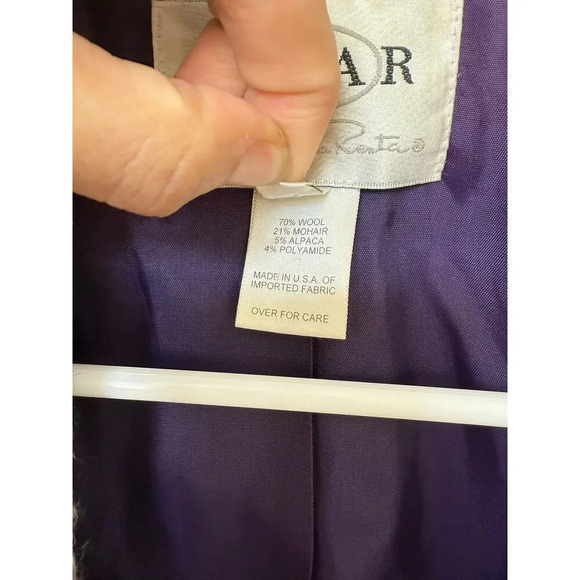 Vintage Oscar by Oscar de la‎ Renta Purple Plaid Tweed Wool/Alpaca Blazer 12 - Picture 6 of 11